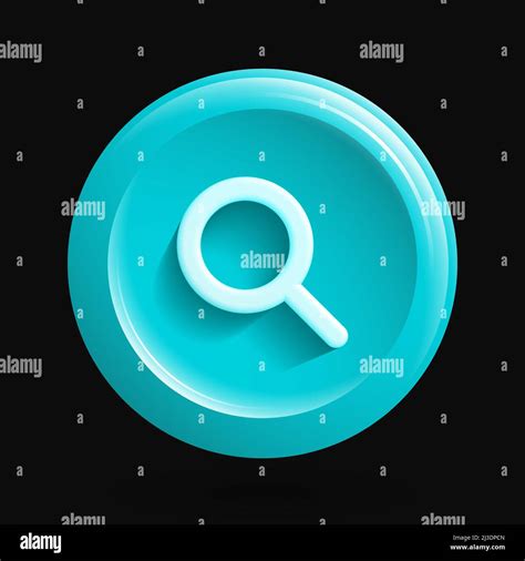 Blue Search Icon Isolated 3d Magnifying Glass Button Vector