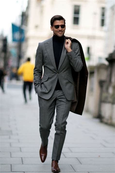 Check out our mens turtleneck selection for the very best in unique or custom, handmade pieces from our pullover sweaters shops. Johannes Huebl wearing Black Overcoat, Grey Suit, | Men's ...