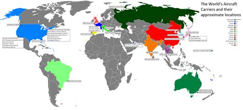 The Worlds Aircraft Carriers And Their Approximate Locations