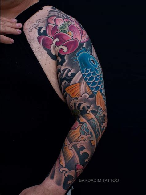 Japanese Sleeve Koi And Lotus By George Bardadim Tattoos