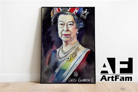 Queen Elizabeth Print Unique Portrait Of Queen Elizabeth Ii Etsy