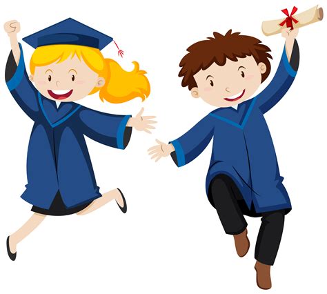 Graduation Ceremony With Two Students 591557 Vector Art At Vecteezy