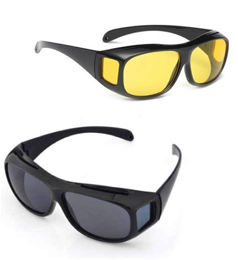 2 pack wrap around night vision glasses fit over glasses with polarized lens night driving