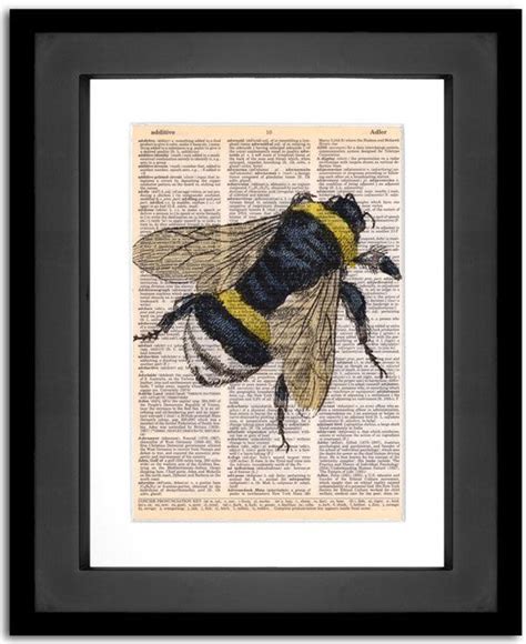 Bumble Bee Printed On Recycled Vintage Dictionary Paper Etsy Bumble