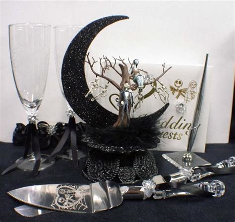 Got some really rough photos. Nightmare Before Christmas Wedding Cake Topper Lot Glasses ...