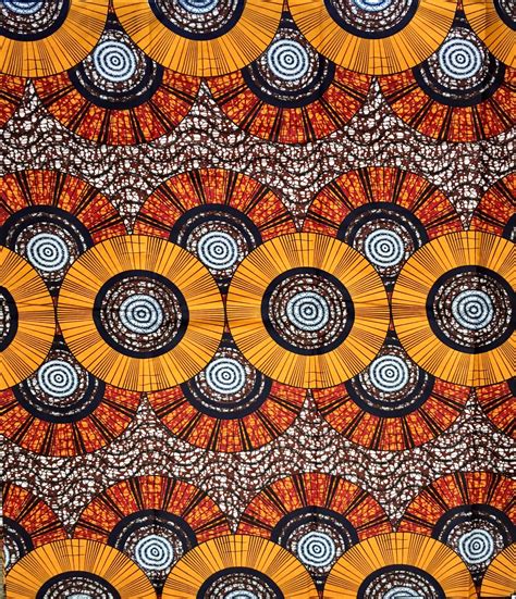 African Print Fabric Ankara Orange Brown Red Navy Yaound