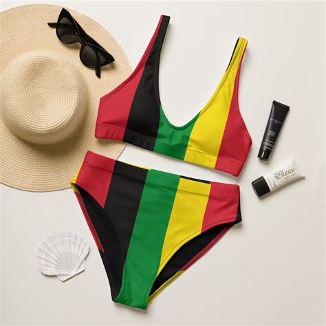 jamaica rasta coloured high waisted bikini eco friendly etsy