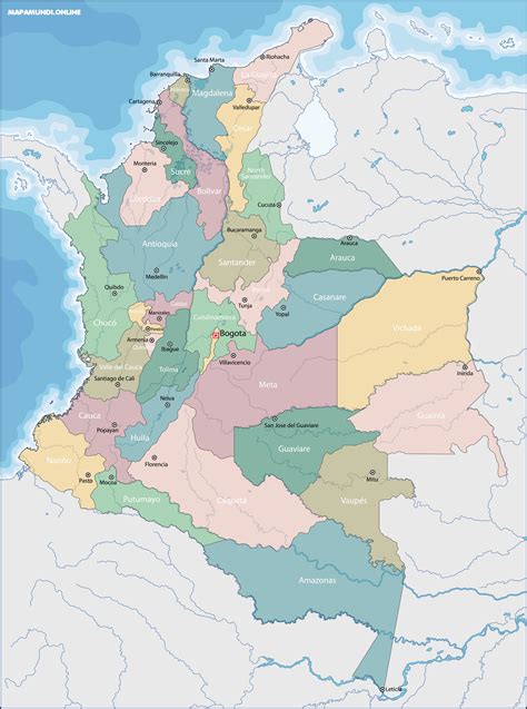 ⊛ Mapa De Colombia 🥇 Político And Físico Para Imprimir 372