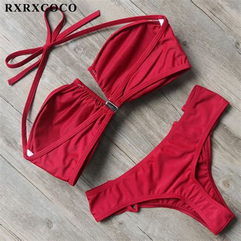 Rxrxcoco Bikini Set 2018 Hot V Design Swimwear Women Bikinis Bathing