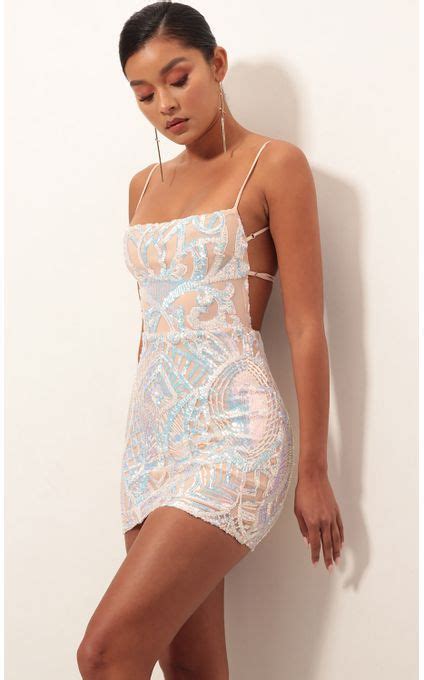 Party Dresses Starstruck Strappy Dress In Nude Iridescence Homecoming