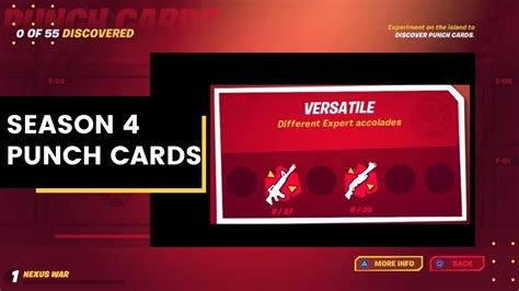 How to get all 63 punch cards in fortnite season 4 (all list of punch card challenges). Versatile Punch Card | Different Expert Accolades | I-02 Punch Card | Fortnite Season 4 - YouTube