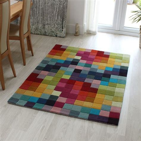 Funk Multi Boxes Rug 200x300cm Contemporary Wool Rugs Colorful Rugs