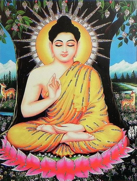 Buddha Under Bodhi Tree Glitter Poster 18 X 1375 Inches Unframed