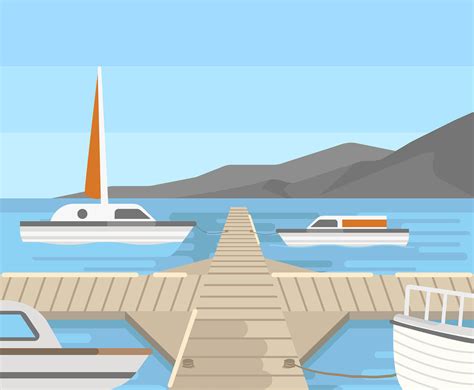 Dock And Sailboat Vector Vector Art And Graphics