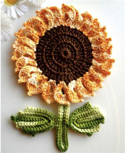 The Sunflowers Flower And Leaf With Free Crochet Pattern Crochet
