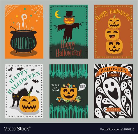 Collection Of Halloween Greeting Cards Royalty Free Vector