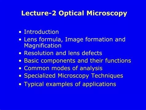 Ppt Lecture 2 Optical Microscopy Powerpoint Presentation Free