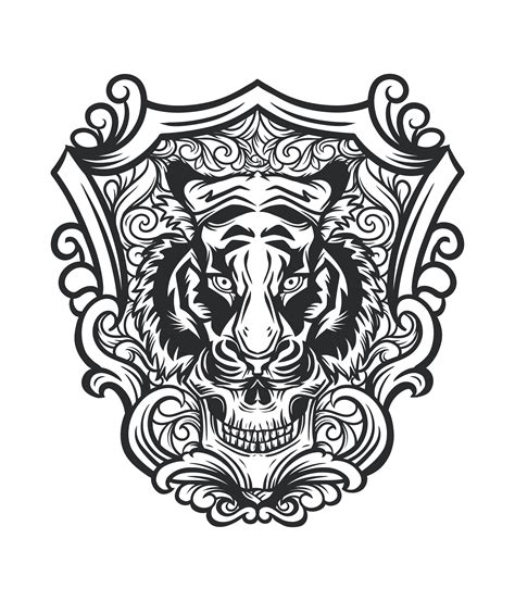 Tiger Skull Tattoo Style Design 1338886 Vector Art At Vecteezy