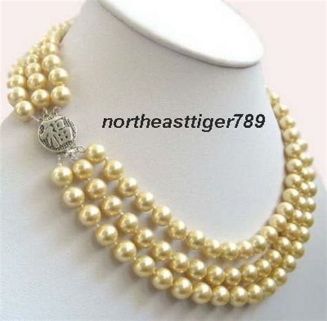 Rows Yellow South Sea Shell Pearl Sterling Silver Fortune Clasp