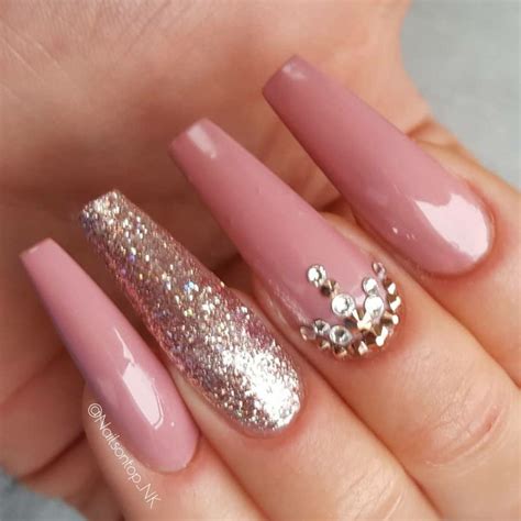 Long Ballerina Nails Pink Nails Glitter Nails Nails With Rhinestones