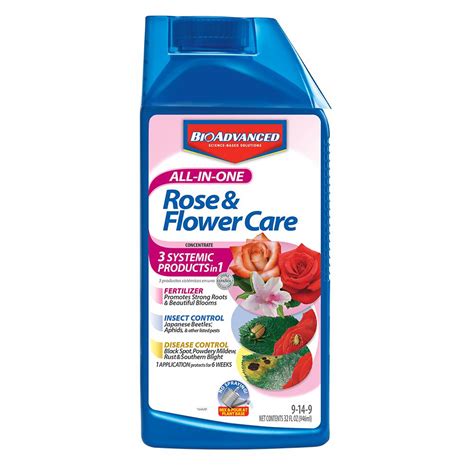 Add the appropriate amounts of concentrate and water to the sprayer tank. BioAdvanced 32 oz. Concentrate All-in-1 Rose and Flower ...