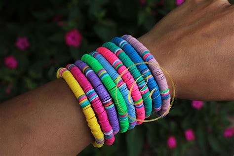 6mm Elastic Heishi Beads Bracelets Colorful Bohemian Bracelets