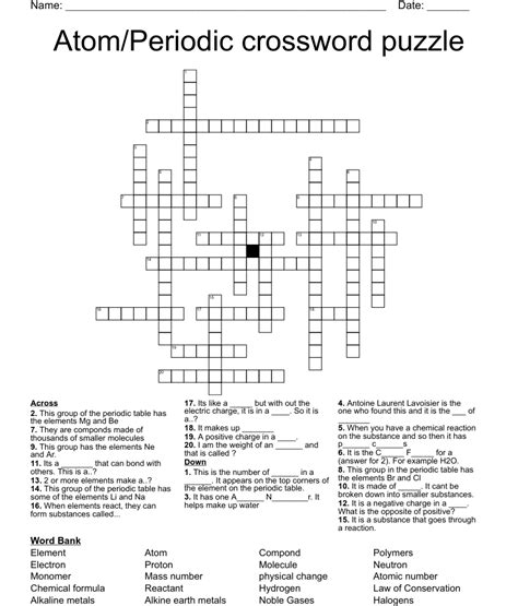 Atomperiodic Crossword Puzzle Wordmint