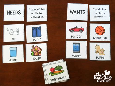 But remember to provide help to your kids as they need support. Wants vs Needs Learning Pack {FREE} - This Reading Mama