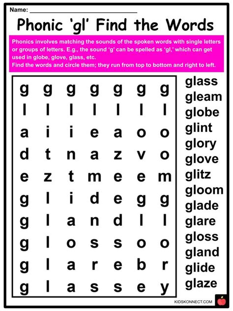 Phonics Gl Sounds Worksheets And Activities For Kids