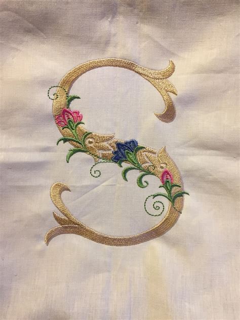 Elegant Single Initial Monogram Embroidered On 100 Cotton Etsy