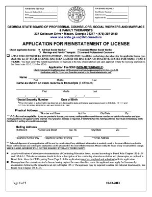 To find a life insurance company, enter the company name or certificate of authority and select search Fillable Online sos georgia reinstate georgia counselor license form Fax Email Print - PDFfiller