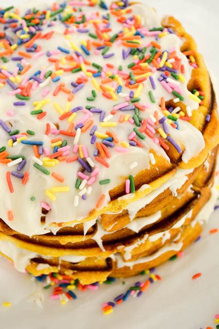 Birthday Cake Waffles With Maple Cream Cheese Frosting I Am A Honey Bee