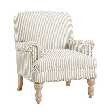 Birch Harbor Jaya Accent Chair Living Room Armchairs Beige Stripe