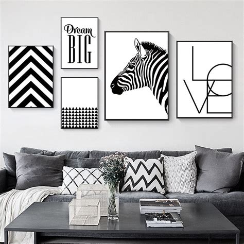 Abstract Zebra Geometric Nordic Minimalist Black And White Art Posters