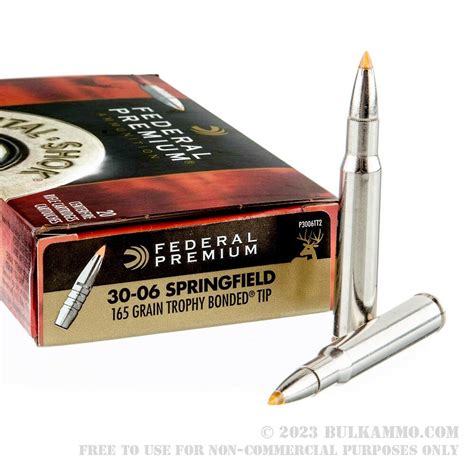 20 Rounds Of Bulk 30 06 Springfield Ammo By Federal 165gr Trophy