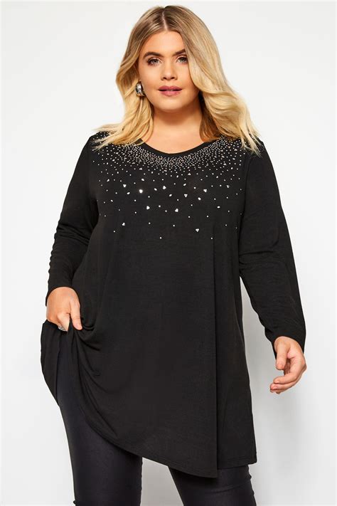 Black Embellished Swing Top Yours Clothing