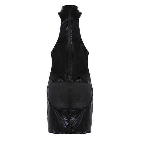 sexy sissy offene tasse damenkleid latexleder bodycon nachtwäsche kurzes minikleid ebay