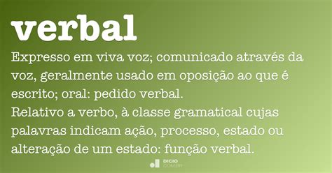 Verbal Dicio Dicionário Online De Português