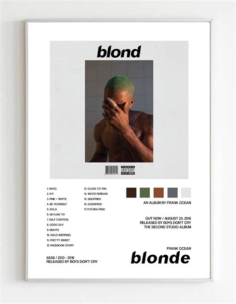 Buy Frank Ocean Blond Album Cover Poster Print With Track List And