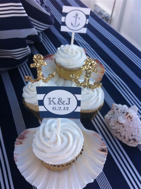 Nautical Cupcakes The Little Gold Glittering Anchors Seaside Wedding