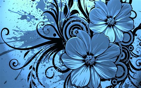 Abstract Vector Artistic Flowers Nature Blue Petals Wallpapers Hd