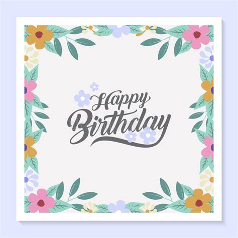 Happy Birthday Greeting Card With Beautiful Flower Wreath Usable For Background Template Stock