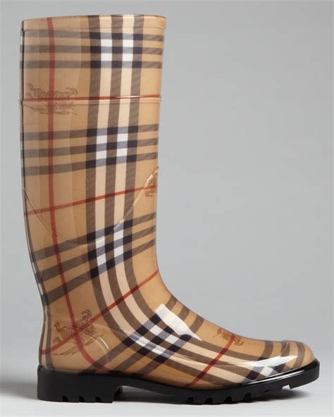 Burberry Rain Boots Haymarket Check Plaid In Natural Lyst