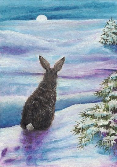 Rabbit In The Snow Painting Snow Illustration Art Winter Wonder