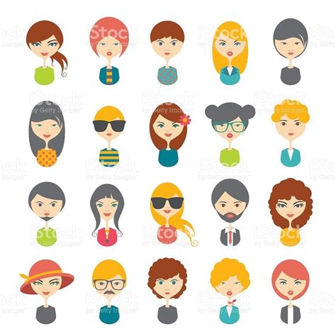 Big Set Of Avatars Profile Pictures Flat Icons Vector