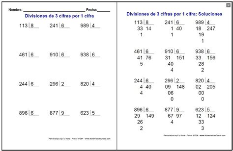 Fichas De Divisiones Con Respuestas Matemandaac