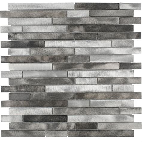 Linear Metal Mosaic Tile In Silver Tai Decor
