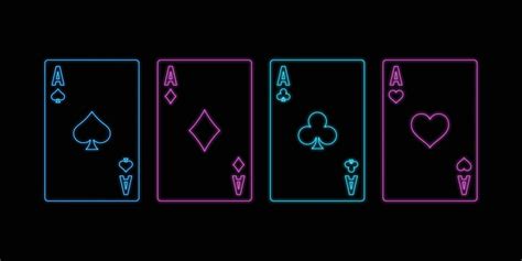 Neon Sign Of Playing Aces Cards On The Black Background 1958647 Vector