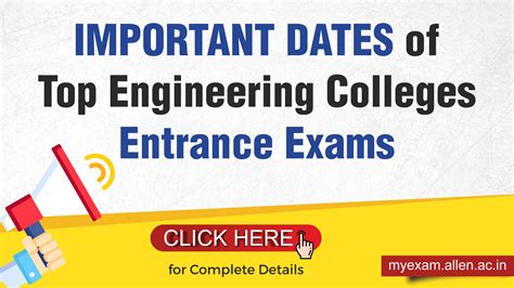 List Of The Important Dates Of Top Engineering Colleges Entrance Exams