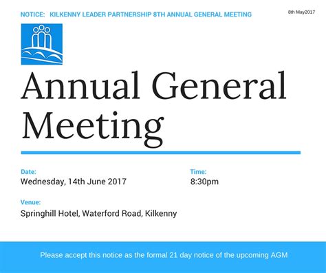 Annual General Meeting Notice · Kilkenny Leader Partnership